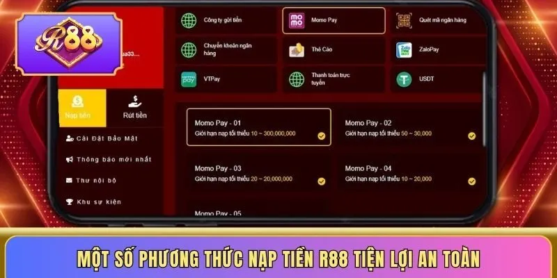 Một số phương thức nạp tiền R88 tiện lợi an toàn